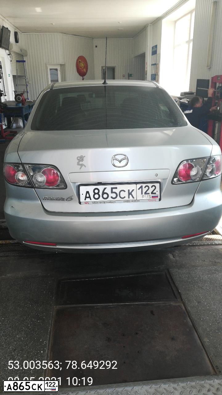 Фото автомобиля MAZDA 6, 2007 — госномер А865СК122. Цвет: СЕРЕБРИСТЫЙ