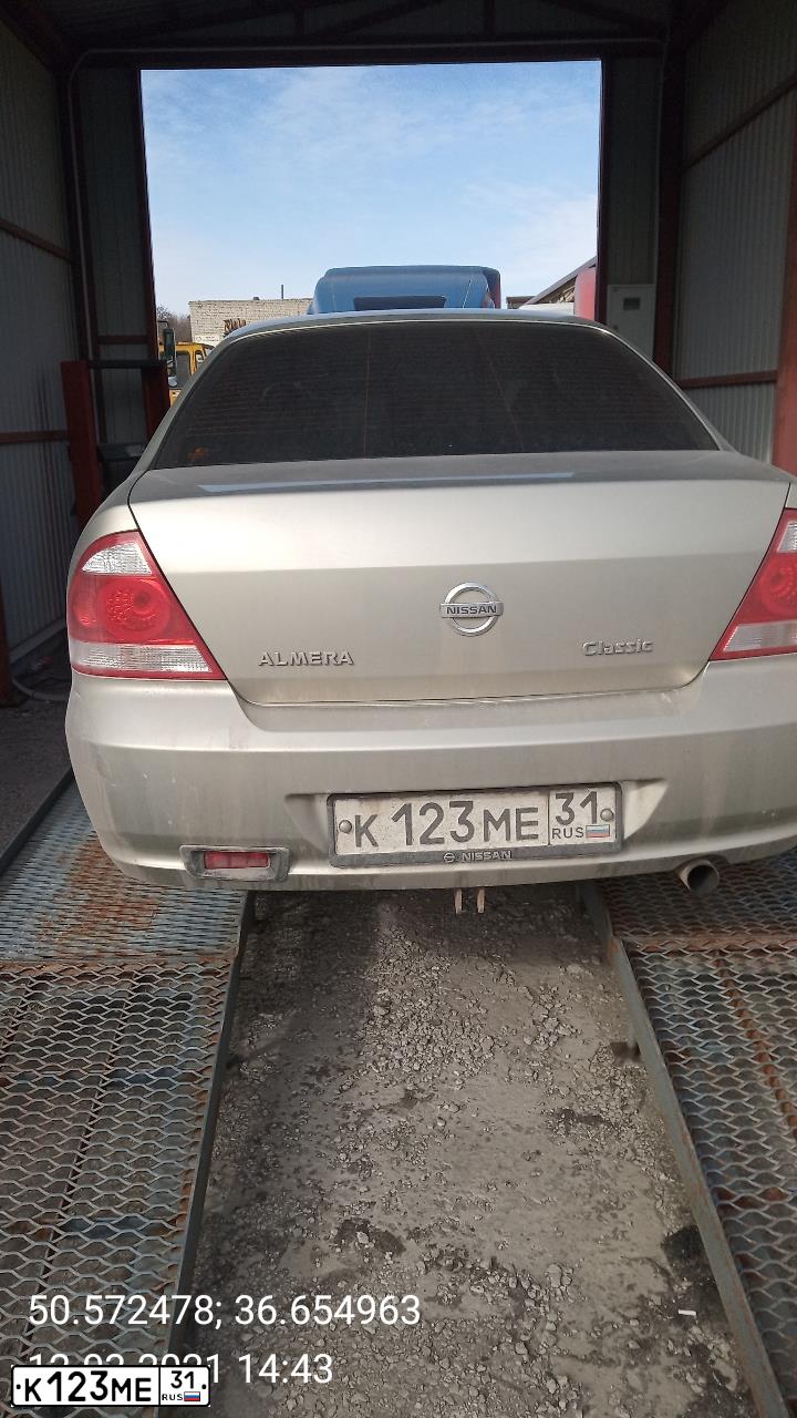 Фото автомобиля NISSAN ALMERA, 2007 — госномер К123МЕ31. Цвет: БЕЖЕВЫЙ