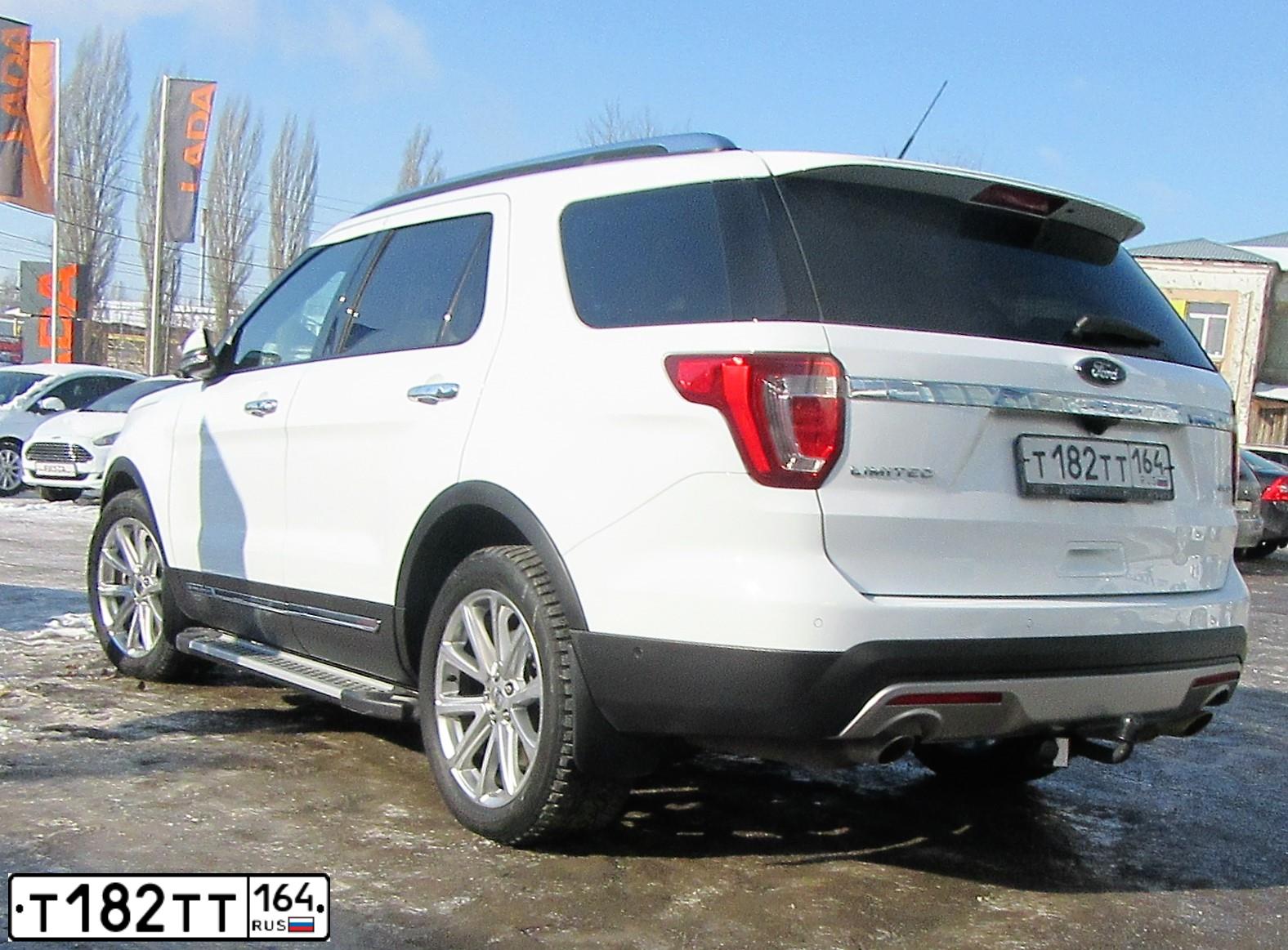 Фото автомобиля FORD EXPLORER, 2016 — госномер Т182ТТ164. Цвет: БЕЛЫЙ