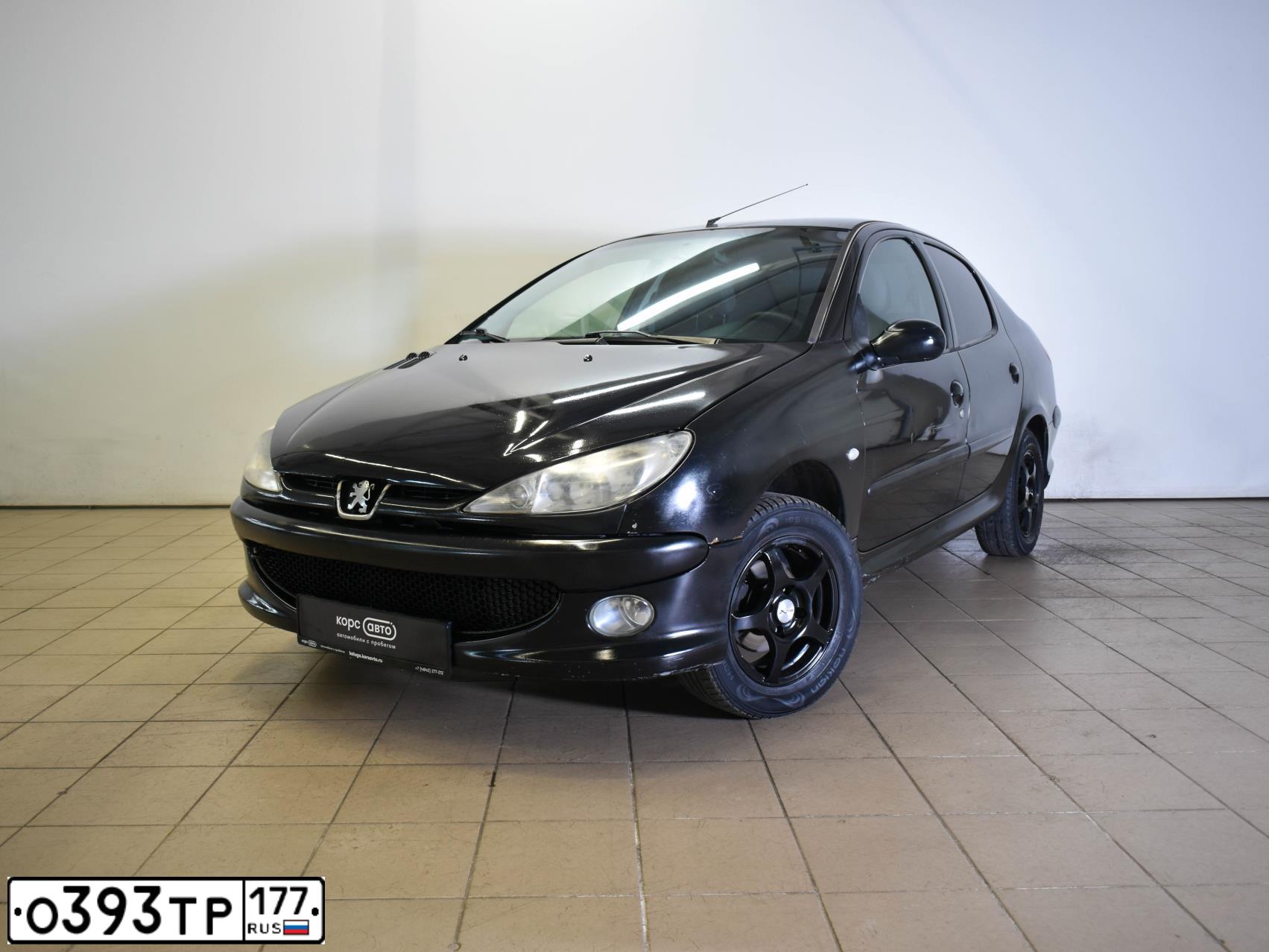 Фото автомобиля PEUGEOT 206, 2007 — госномер О393ТР177. Цвет: ЧЕРНЫЙ