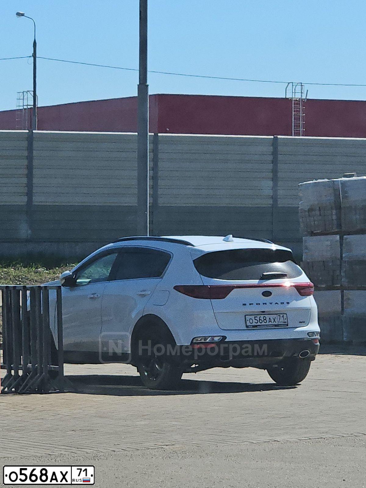 Фото автомобиля KIA SPORTAGE, 2021 — госномер О568АХ71. Цвет: Белый