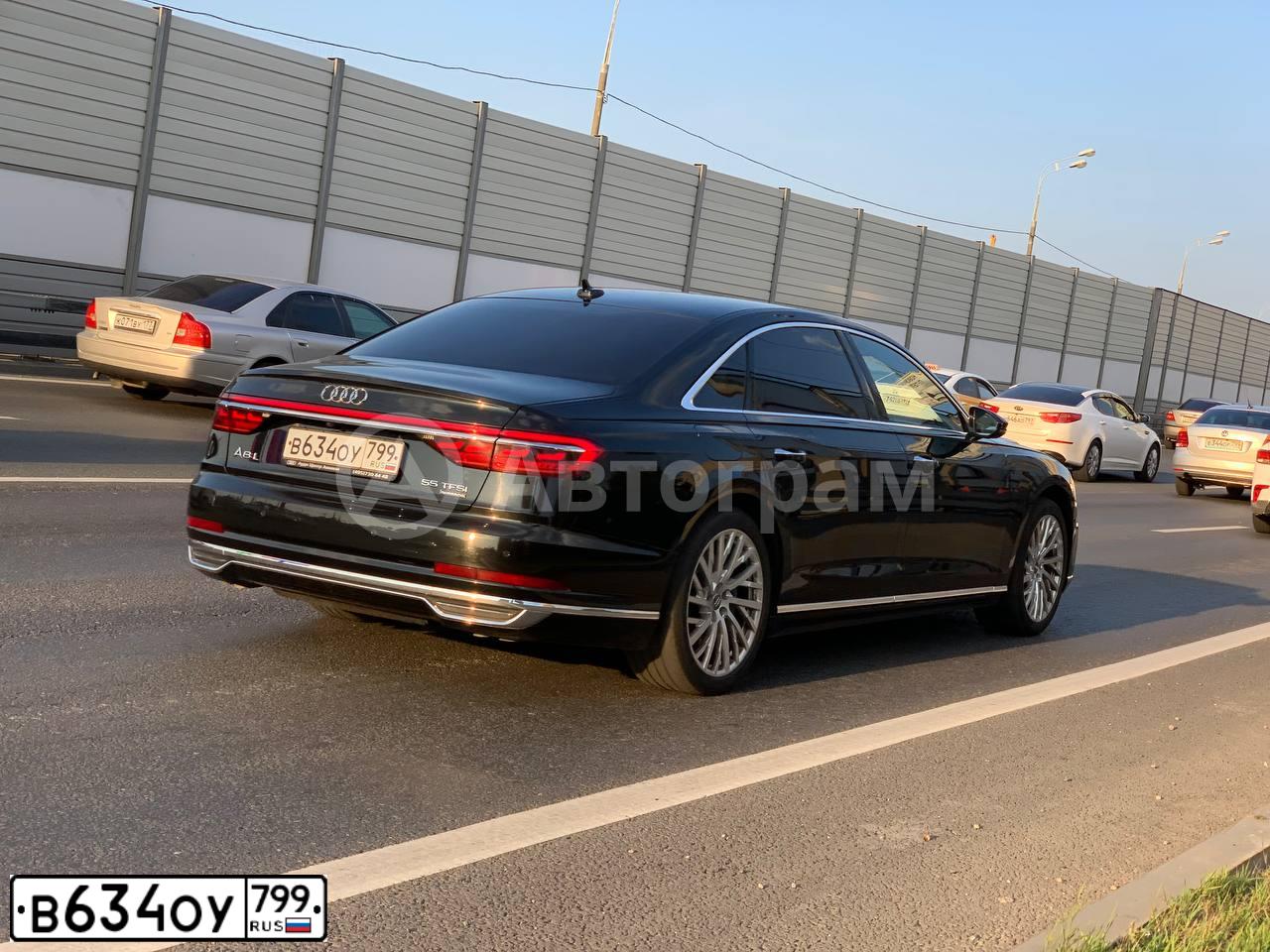 Фото автомобиля AUDI A8, 2019 — госномер В600ТХ797. Цвет: ЧЕРНЫЙ