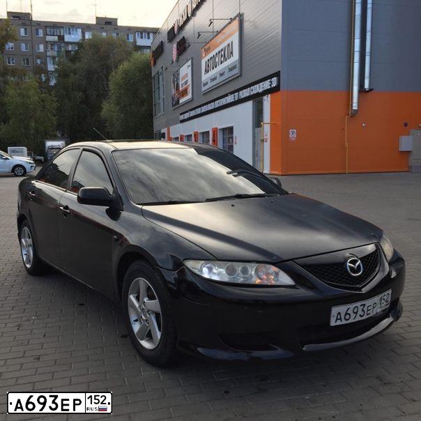 Фото автомобиля MAZDA 6, 2004 — госномер Е038РХ716. Цвет: ЧЕРНЫЙ