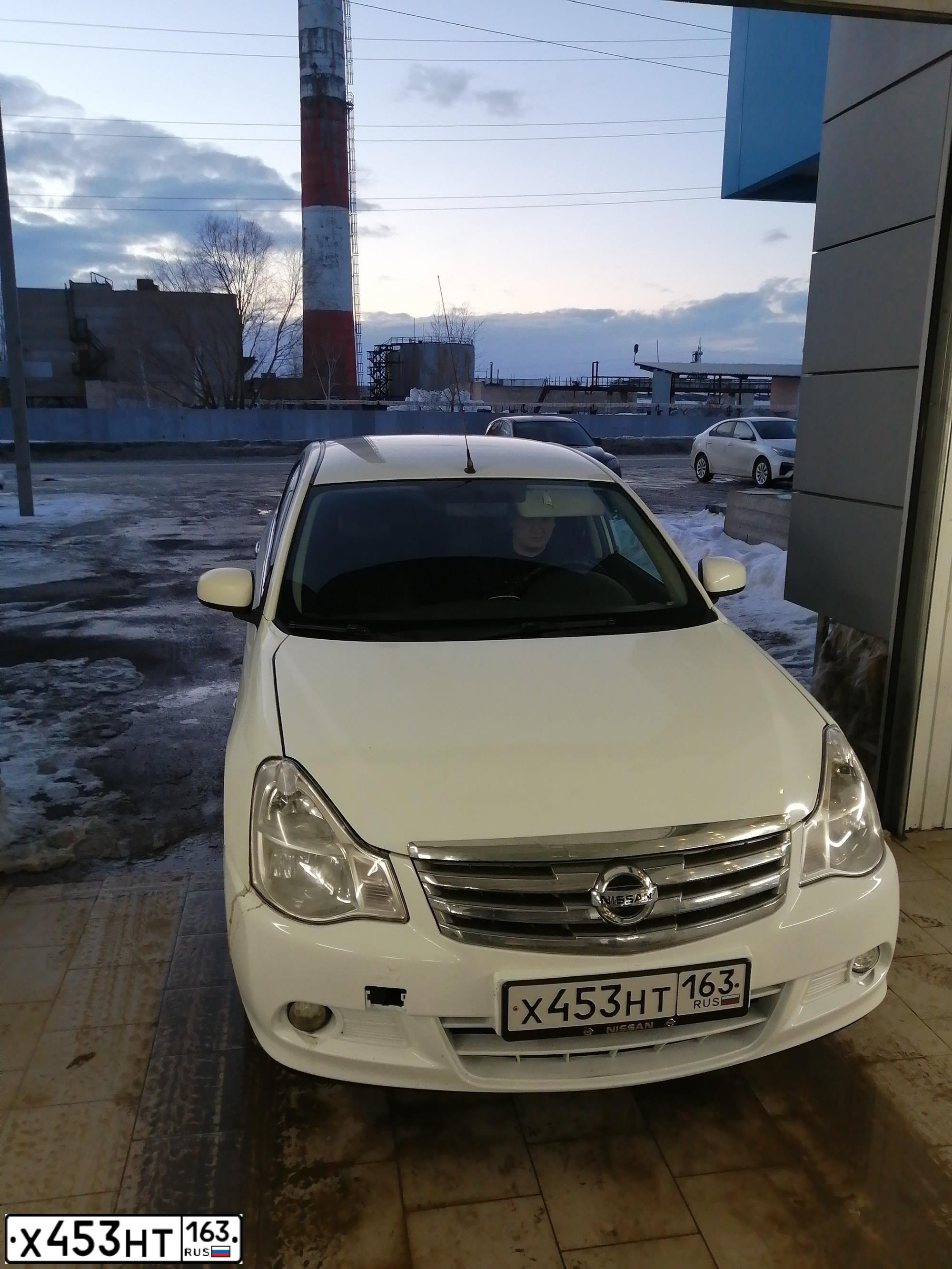Фото автомобиля NISSAN ALMERA /AVTOVAZ/, 2014 — госномер Х453НТ163. Цвет: Белый