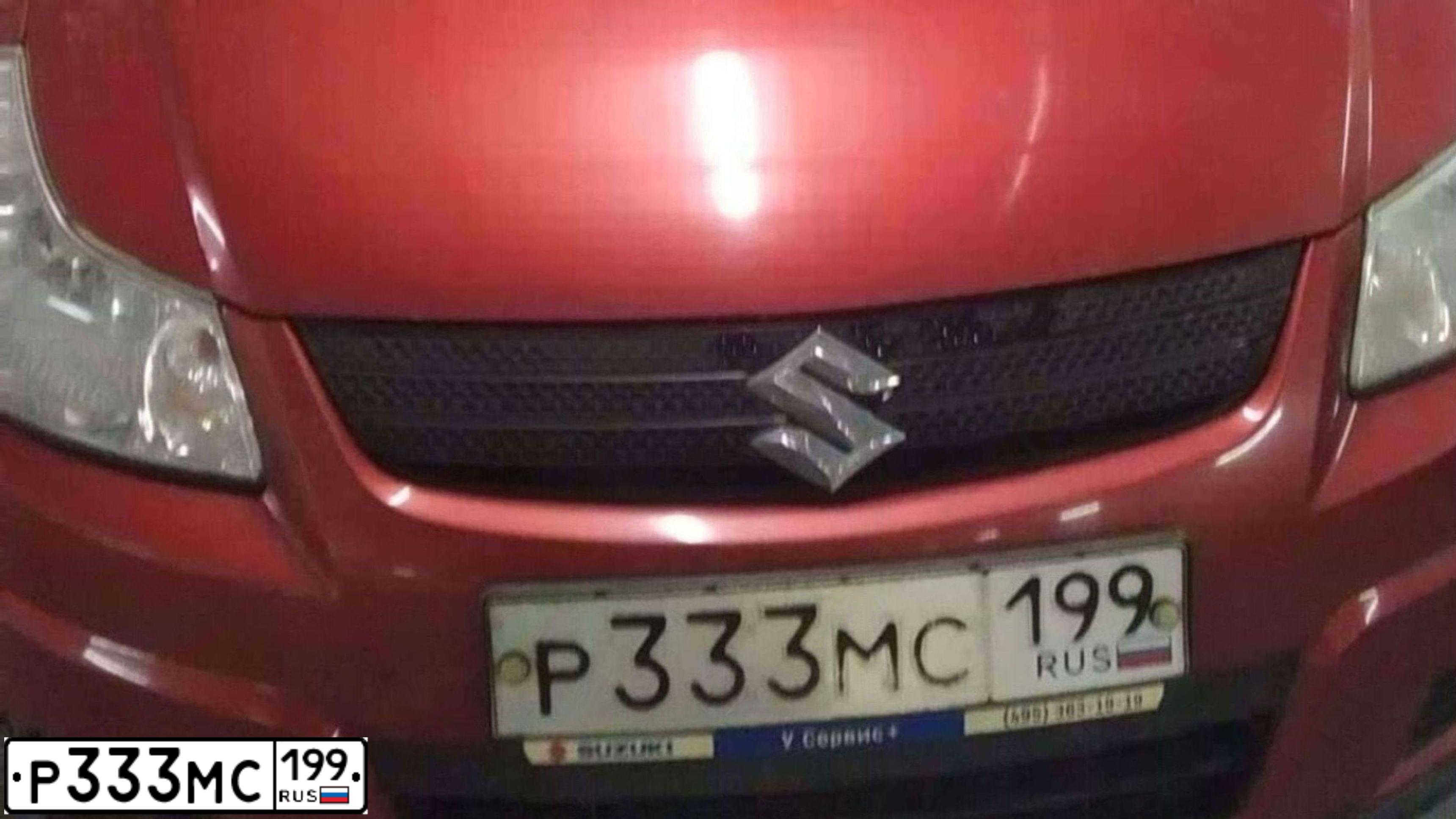 Фото автомобиля SUZUKI SX 4, 2008 — госномер Р333МС199. Цвет: Красный