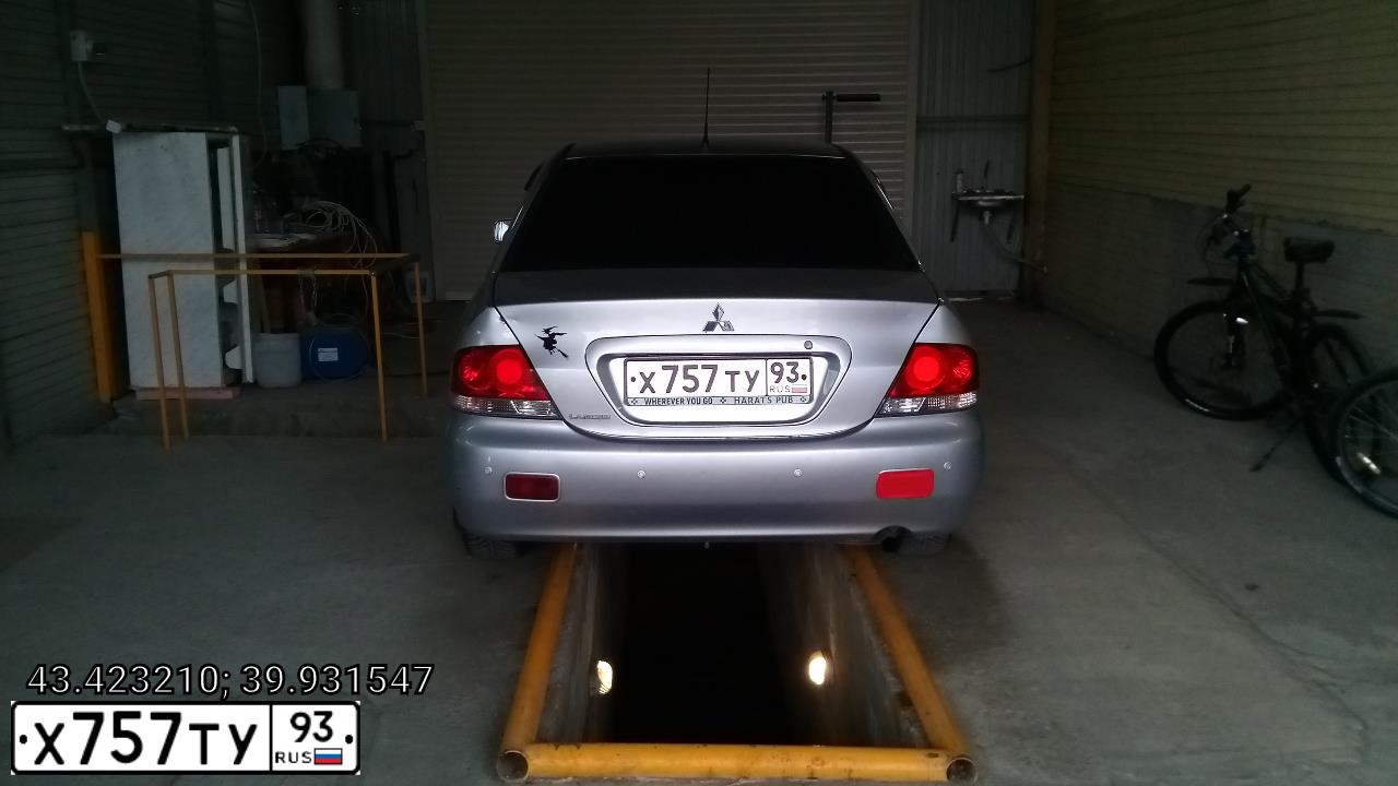 Фото автомобиля MITSUBISHI LANCER, 2006 — госномер Х757ТУ93. Цвет: Серебристый