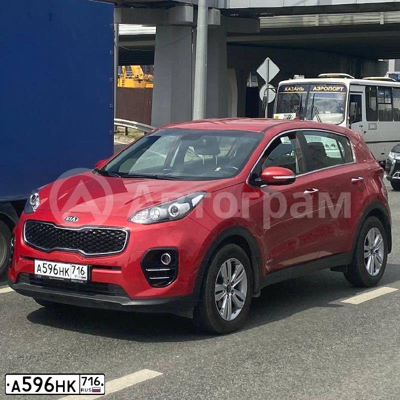 Фото автомобиля KIA SPORTAGE, 2018 — госномер А596НК716. Цвет: КРАСНЫЙ
