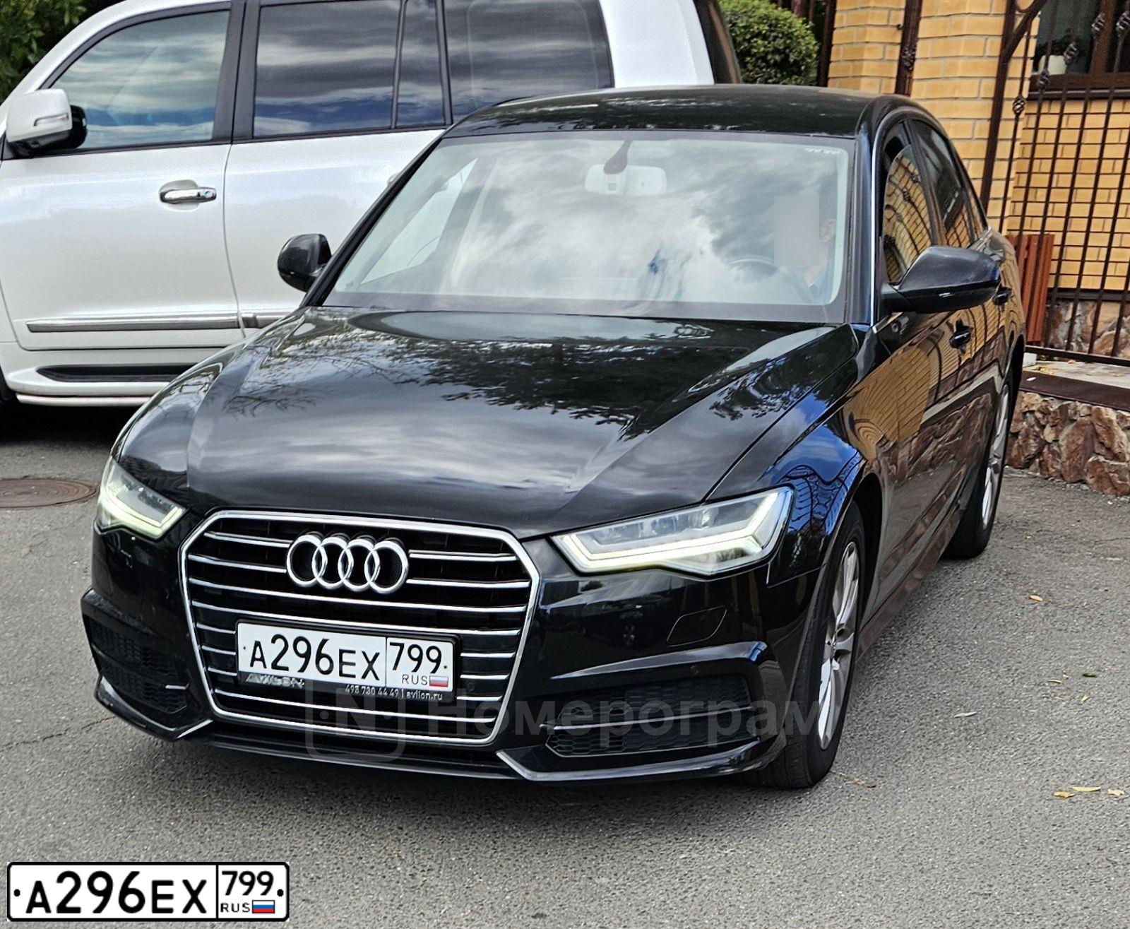 Фото автомобиля AUDI A6, 2018 — госномер А296ЕХ799. Цвет: ЧЕРНЫЙ