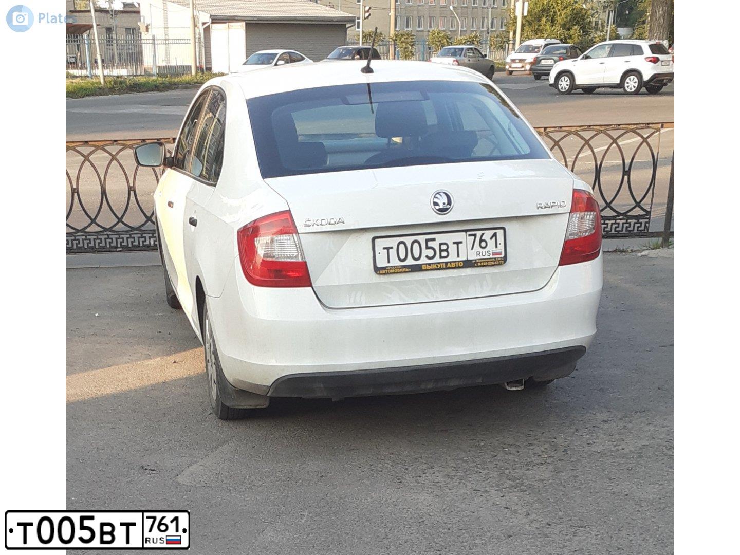 Фото автомобиля SKODA RAPID, 2015 — госномер Т005ВТ761. Цвет: Белый