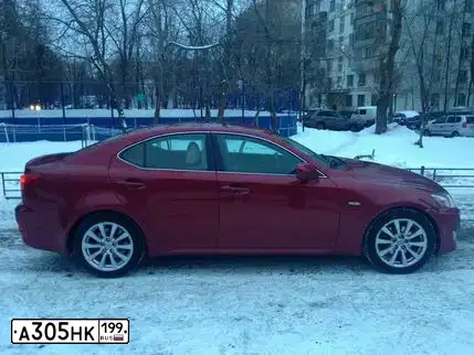 Фото автомобиля LEXUS IS, 2008 — госномер А305НК199. Цвет: КРАСНЫЙ