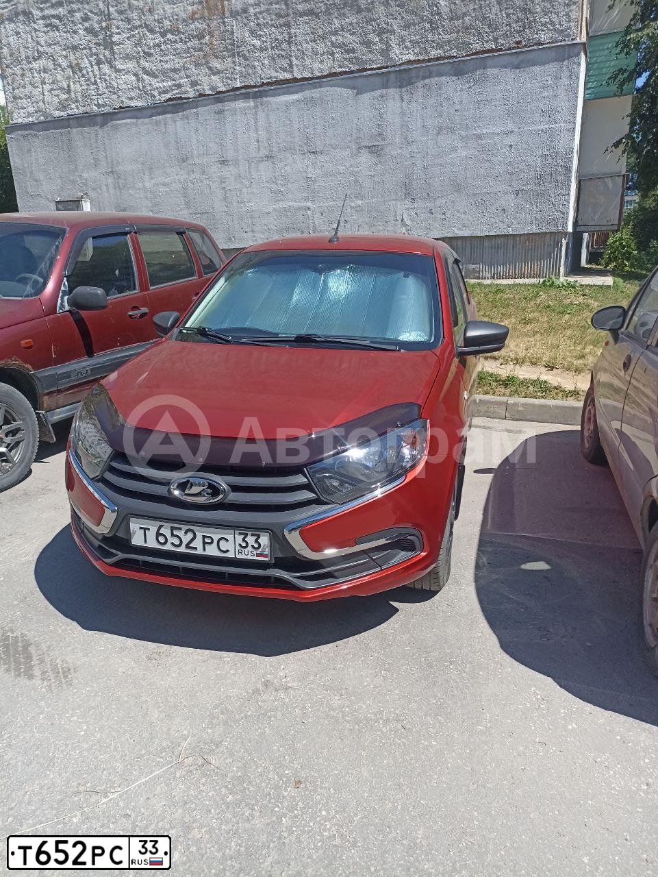 Фото автомобиля LADA 2191 GRANTA, 2019 — госномер Т652РС33. Цвет: Красный
