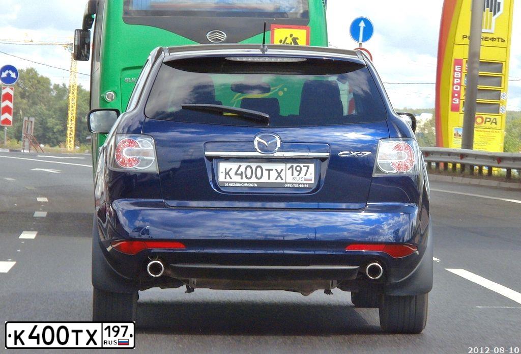 Фото автомобиля MAZDA CX-7, 2011 — госномер К400ТХ197. Цвет: ТЕМНО-СИНИЙ