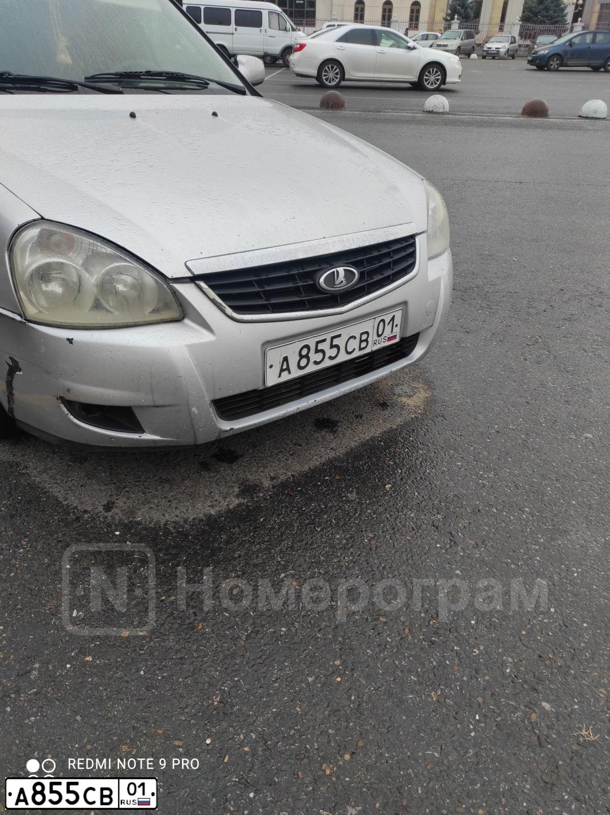 Фото автомобиля LADA 2172 PRIORA, 2009 — госномер А855СВ01. Цвет: СВ.СЕРЕБР.МЕТАЛЛ