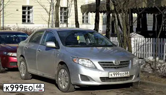 Фото автомобиля TOYOTA COROLLA, 2008 — госномер К999ЕО68. Цвет: СЕРЕБРИСТЫЙ