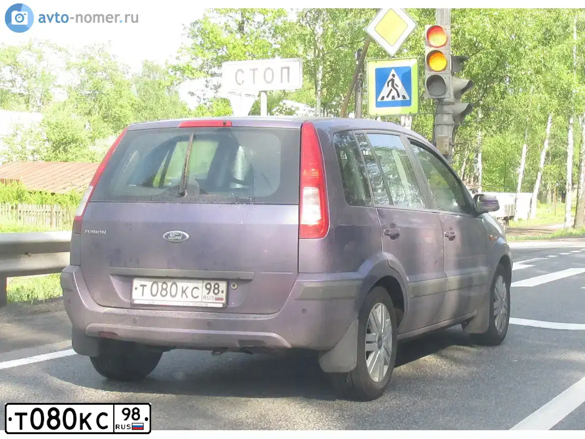 Фото автомобиля FORD FUSION, 2008 — госномер Т080КС98. Цвет: СИРЕНЕВЫЙ