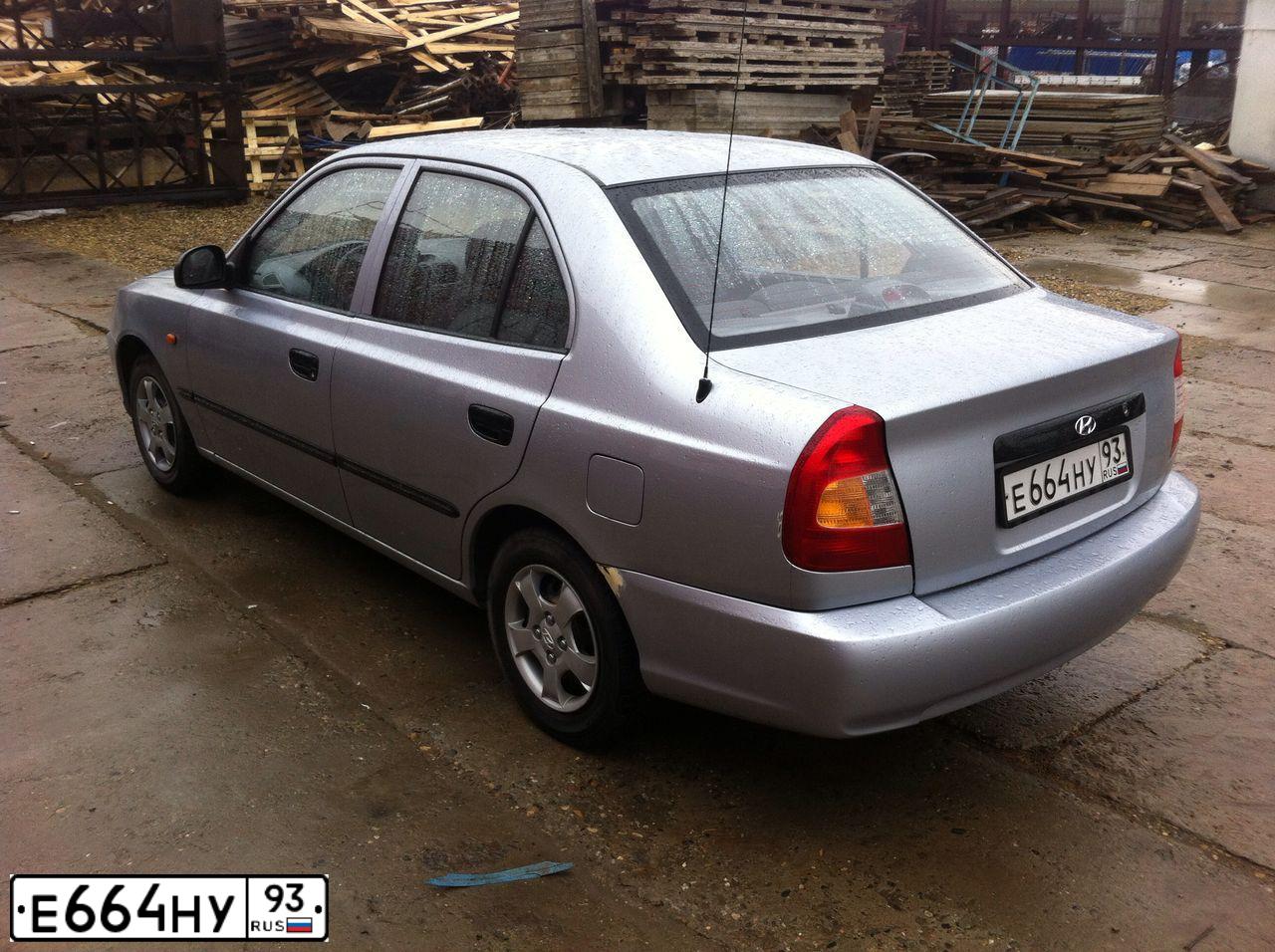 Фото автомобиля TAGAZ ACCENT, 2007 — госномер Е664НУ93. Цвет: серебристый