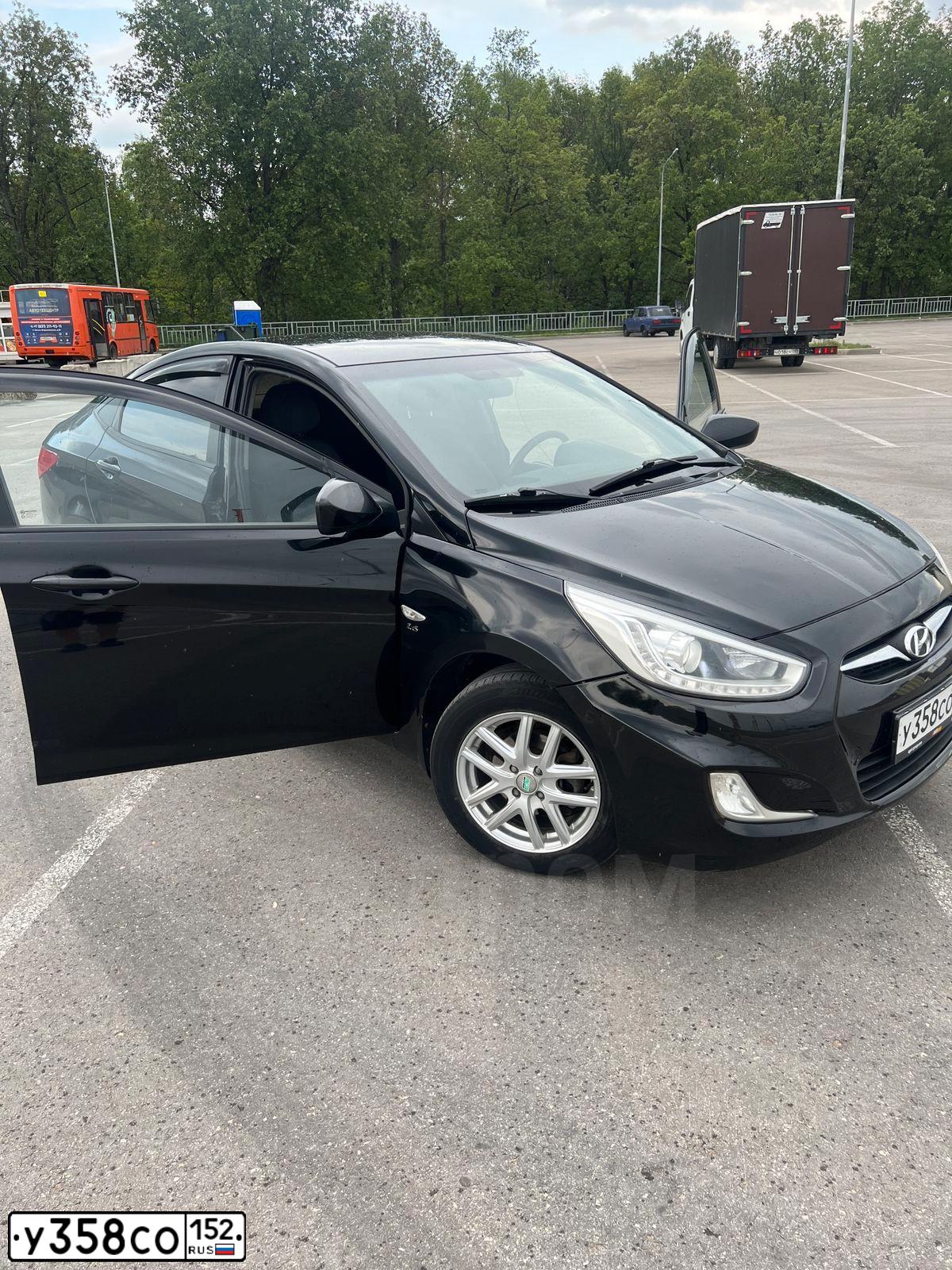 Фото автомобиля HYUNDAI SOLARIS, 2013 — госномер У358СО152. Цвет: ЧЕРНЫЙ