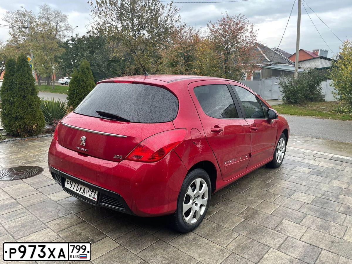 Фото автомобиля PEUGEOT 308, 2011 — госномер Х012ВР193. Цвет: КРАСНЫЙ