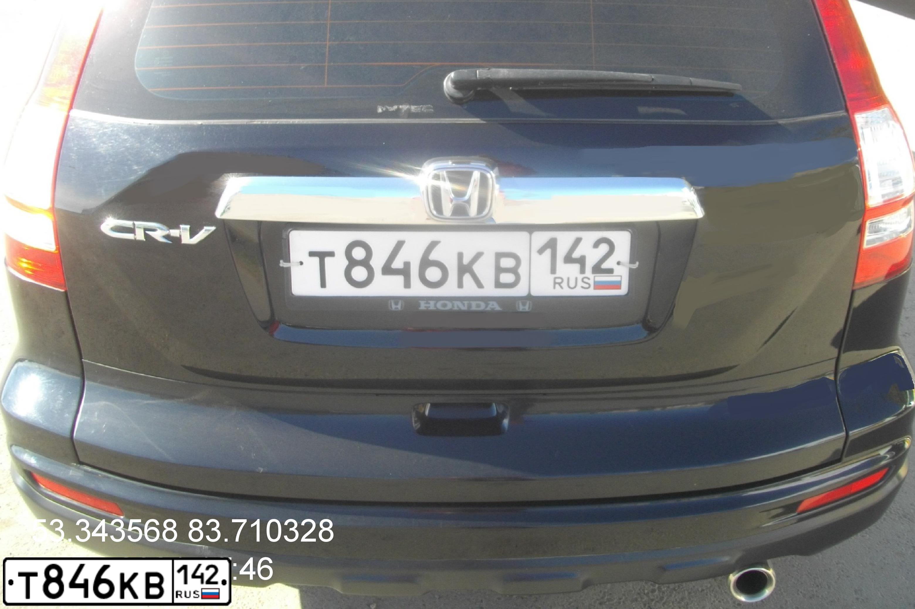 Фото автомобиля HONDA CR-V, 2010 — госномер Т846КВ142. Цвет: ЧЕРНЫЙ