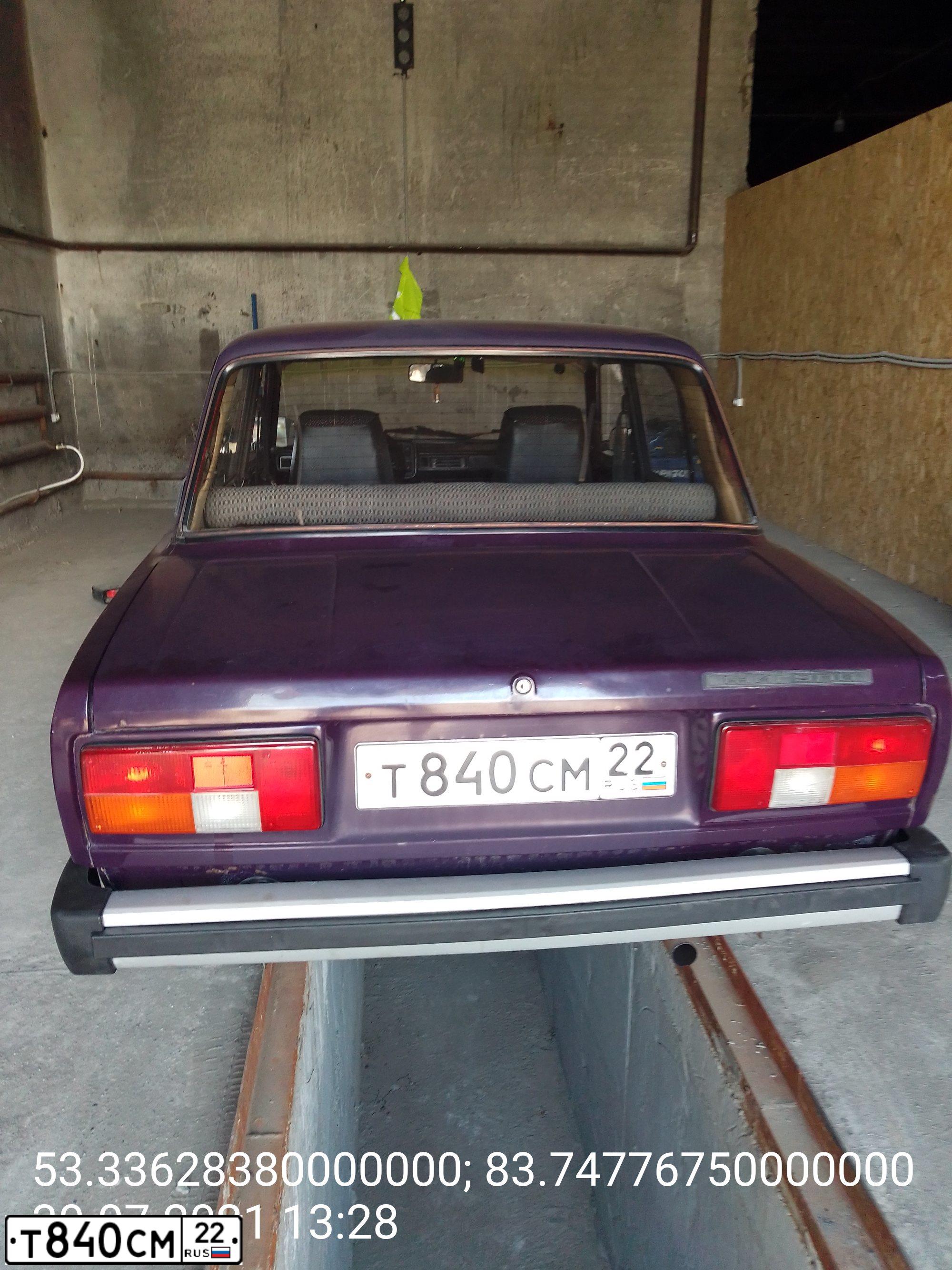 Фото автомобиля LADA 2105, 1997 — госномер Т840СМ22. Цвет: ФИОЛЕТОВЫЙ