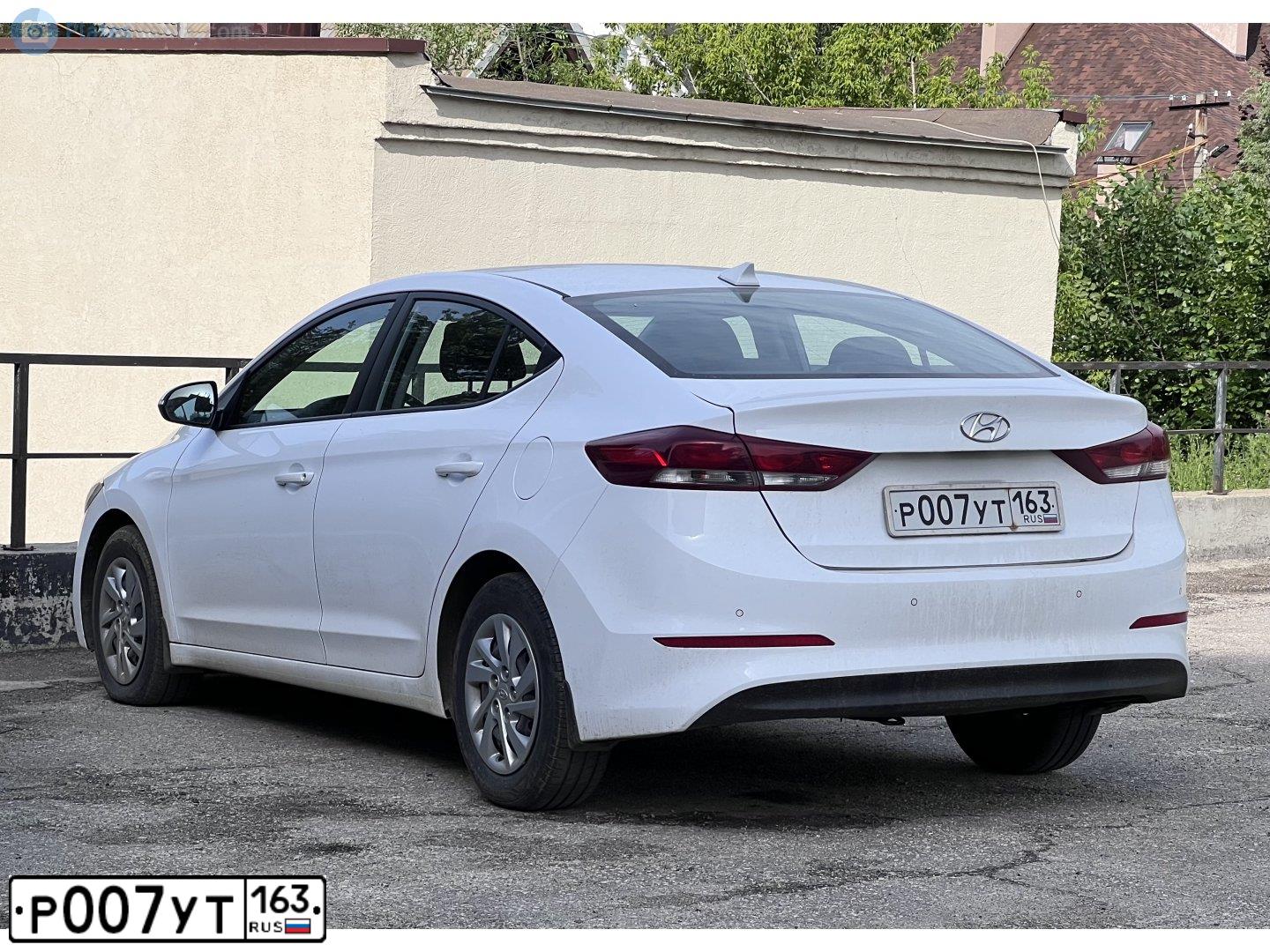 Фото автомобиля HYUNDAI ELANTRA, 2018 — госномер Р007УТ163. Цвет: БЕЛЫЙ