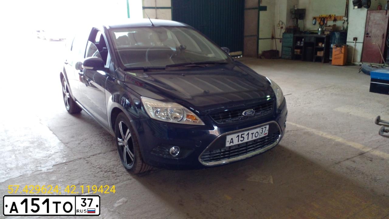 Фото автомобиля FORD FOCUS, 2009 — госномер А151ТО37. Цвет: Темно-синий