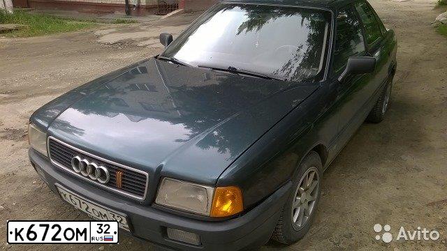 Фото автомобиля AUDI 80, 1988 — госномер К672ОМ32. Цвет: сине-зеленый