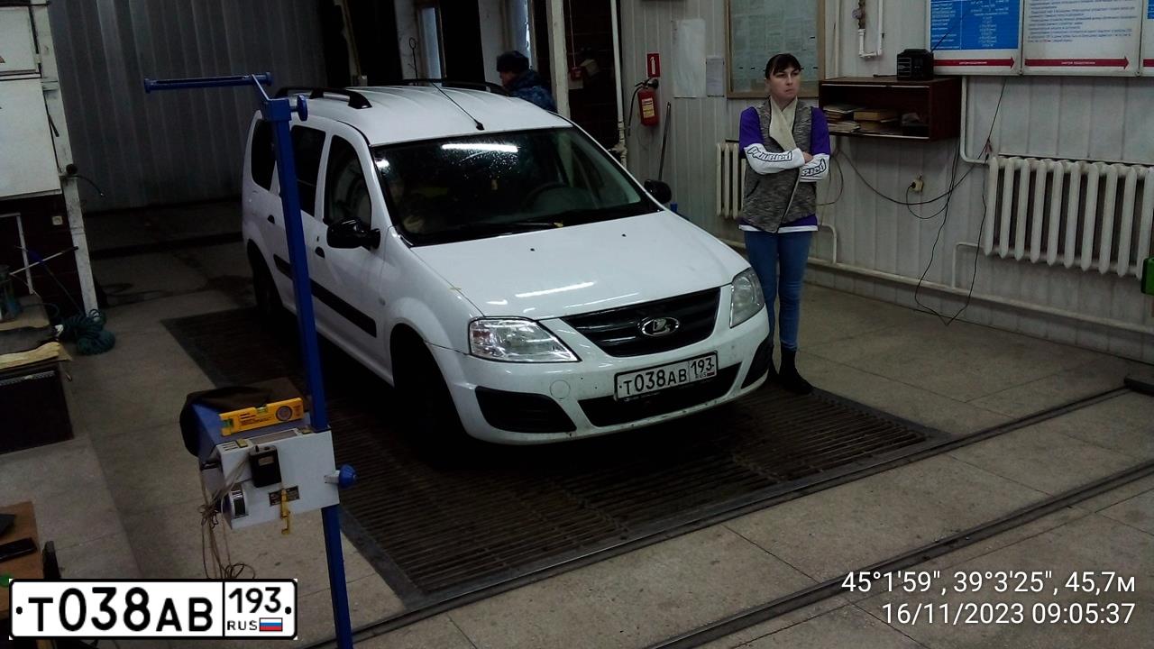 Фото автомобиля LADA LARGUS, 2019 — госномер Т038АВ193. Цвет: Белый