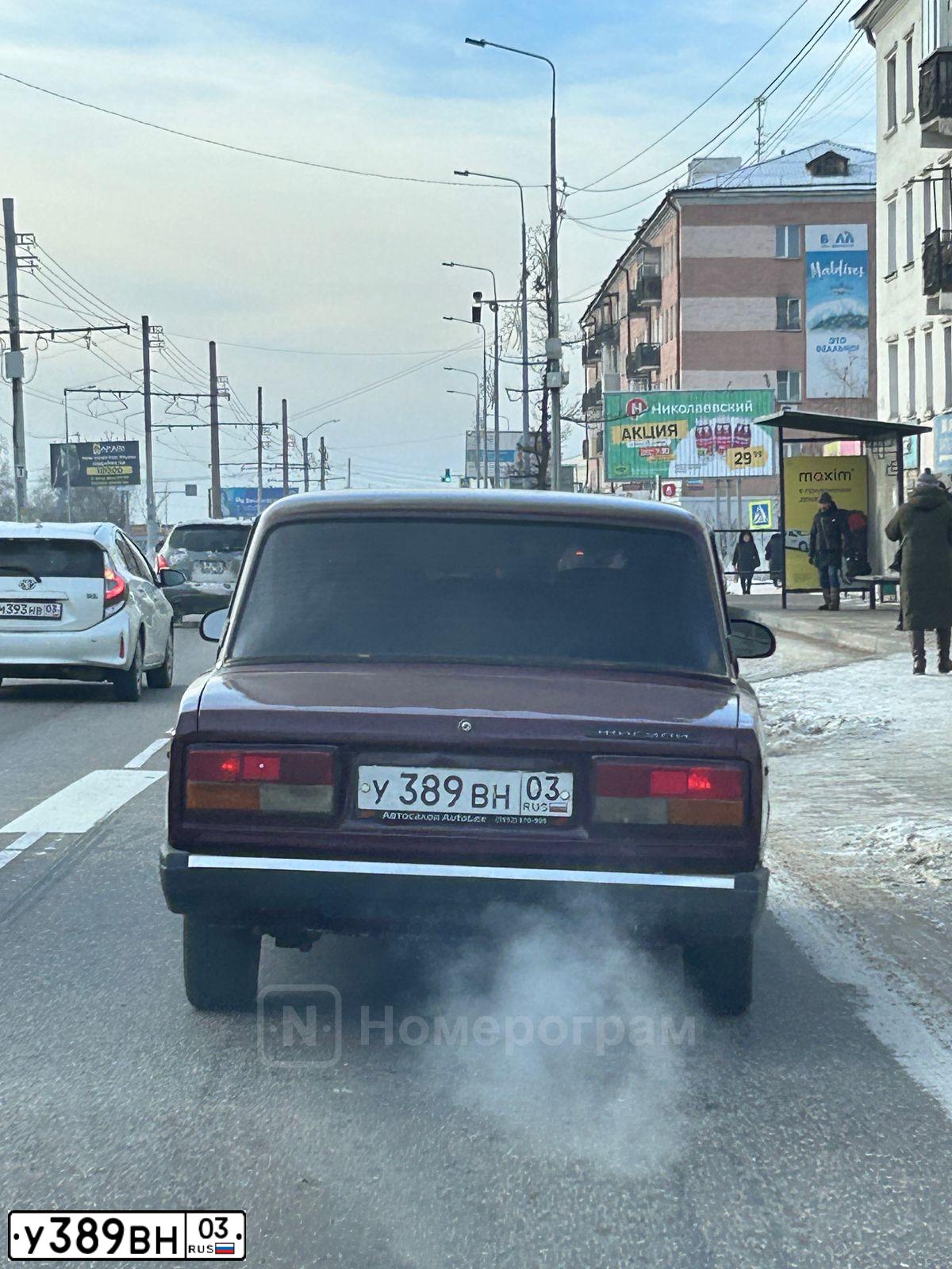 Фото автомобиля LADA 2107, 2004 — госномер Р607НС03. Цвет: ТЕМНО-БОРДОВЫЙ