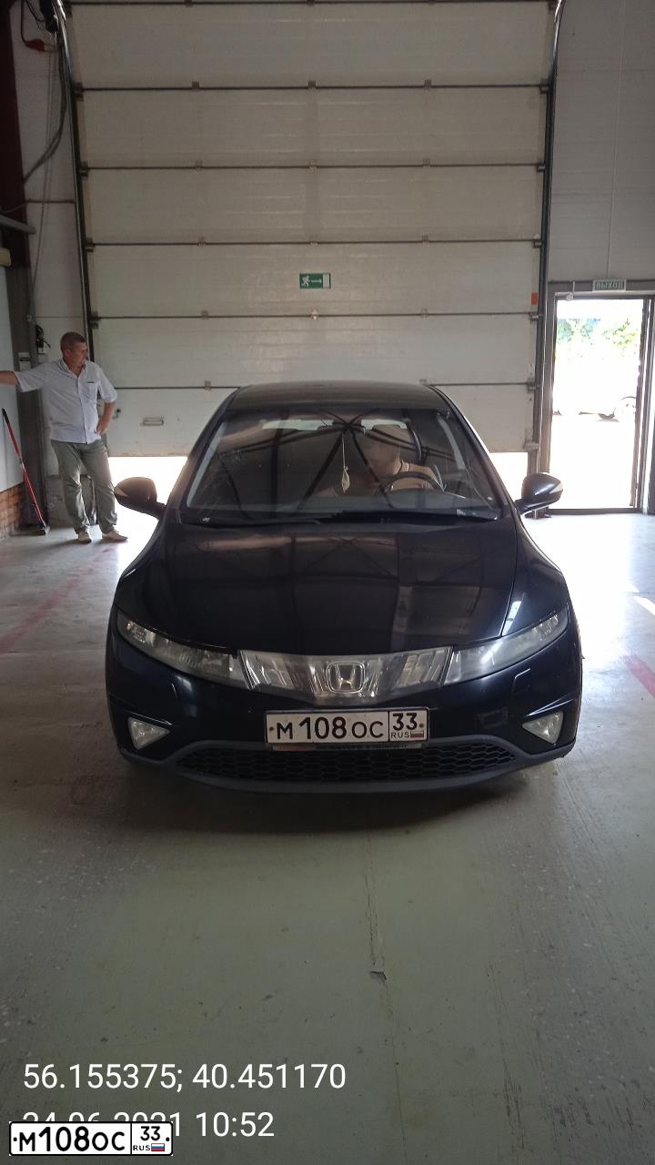 Фото автомобиля HONDA CIVIC, 2007 — госномер М108ОС33. Цвет: ЧЕРНЫЙ