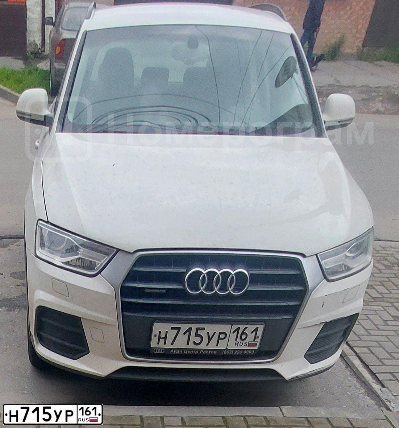 Фото автомобиля AUDI Q3, 2015 — госномер Н715УР161. Цвет: БЕЛЫЙ