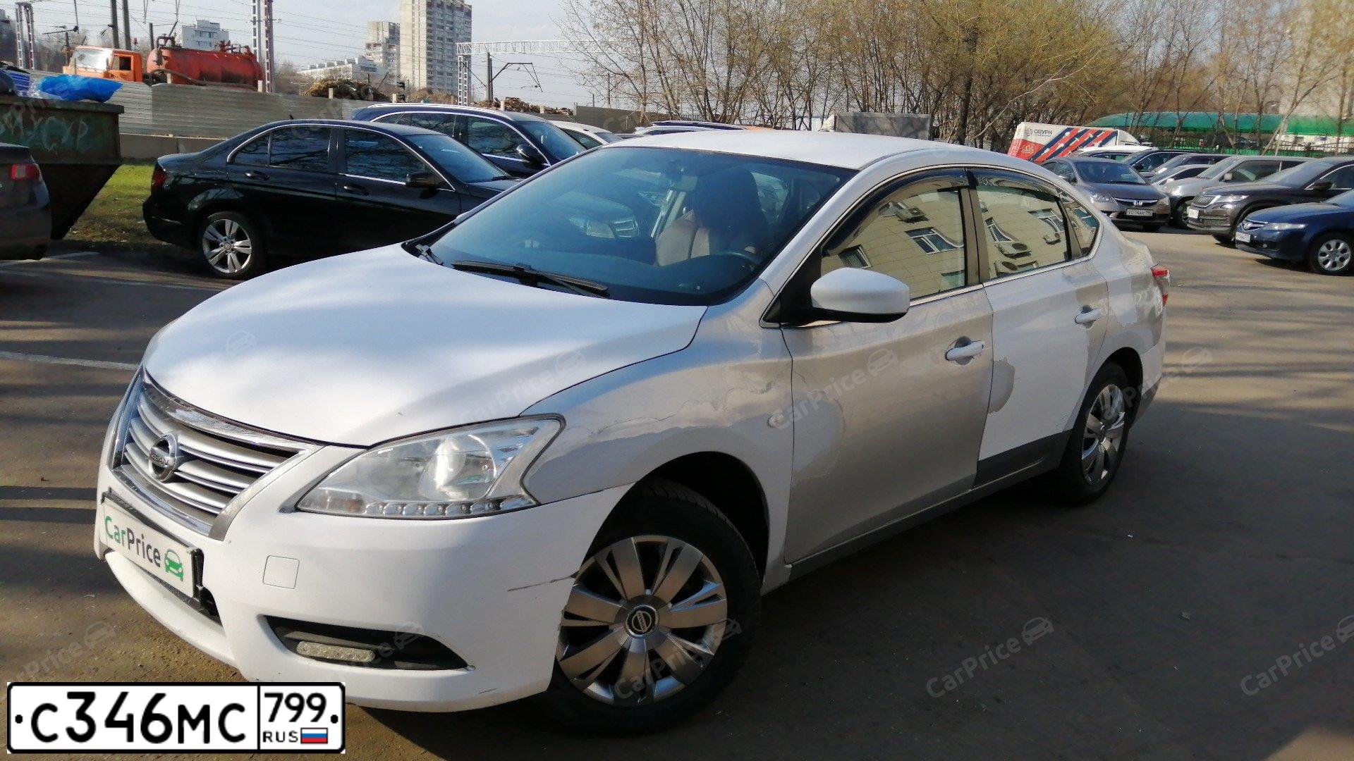 Фото автомобиля NISSAN SENTRA/LUCINO/, 2014 — госномер С346МС799. Цвет: серебристый