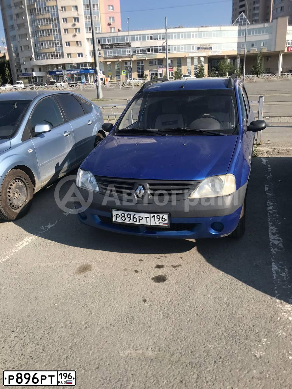 Фото автомобиля RENAULT LOGAN, 2008 — госномер Р896РТ196. Цвет: синий