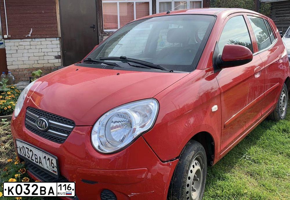 Фото автомобиля KIA PICANTO / MORNING, 2008 — госномер К032ВА116. Цвет: АЛЫЙ