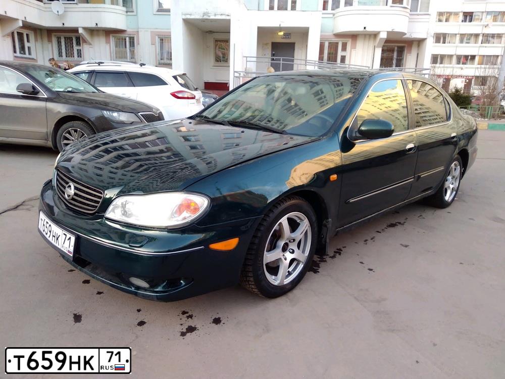 Фото автомобиля NISSAN MAXIMA, 2000 — госномер Т030ММ150. Цвет: ЗЕЛЕНЫЙ
