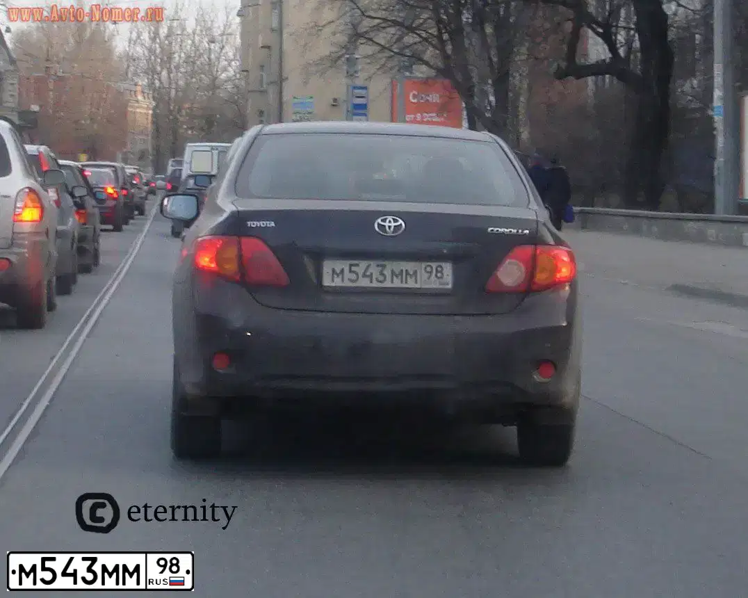 Фото автомобиля TOYOTA COROLLA, 2007 — госномер М543ММ98. Цвет: ЧЕРНЫЙ