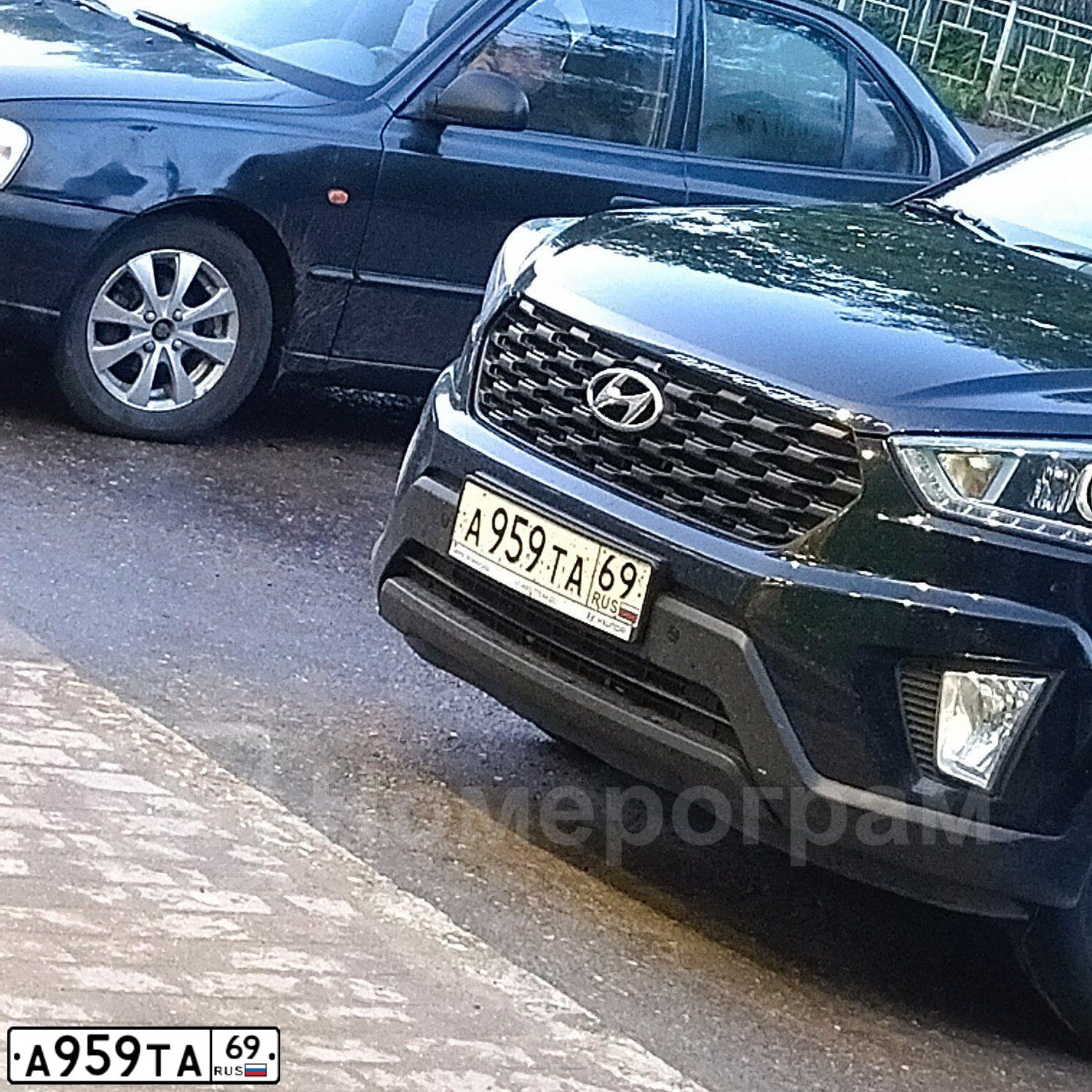Фото автомобиля HYUNDAI CRETA, 2021 — госномер А959ТА69. Цвет: ЧЕРНЫЙ
