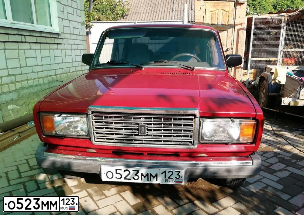 Фото автомобиля LADA 2107, 2009 — госномер О523ММ123. Цвет: ВИШНЕВЫЙ