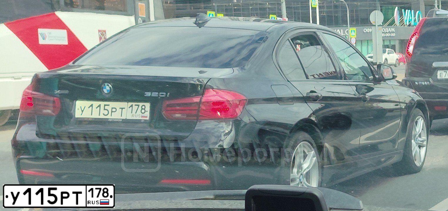 Фото автомобиля BMW SERIE 3, 2016 — госномер У115РТ178. Цвет: ЧЕРНЫЙ