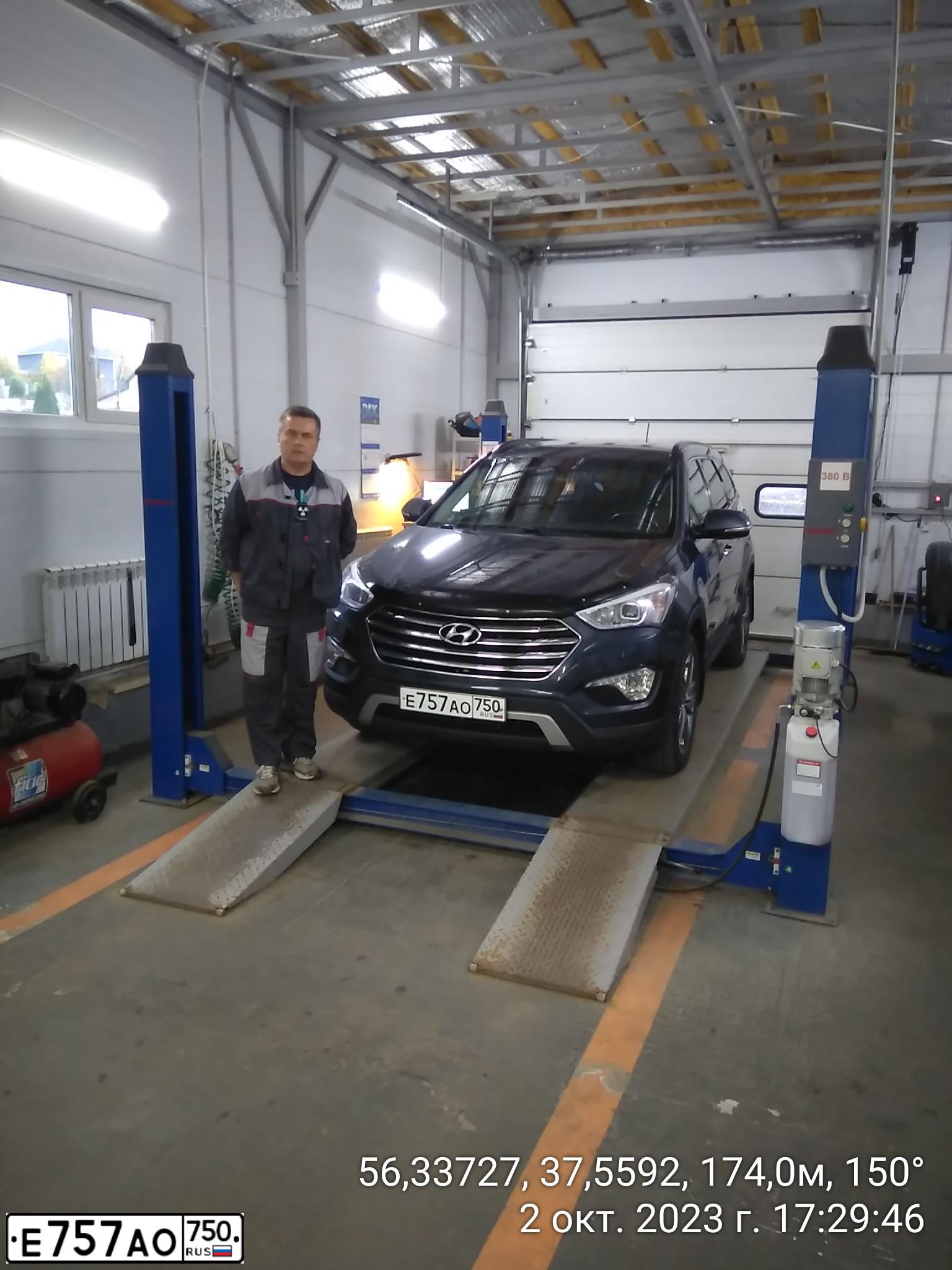 Фото автомобиля HYUNDAI SANTA FE, 2015 — госномер Е757АО750. Цвет: СИНИЙ