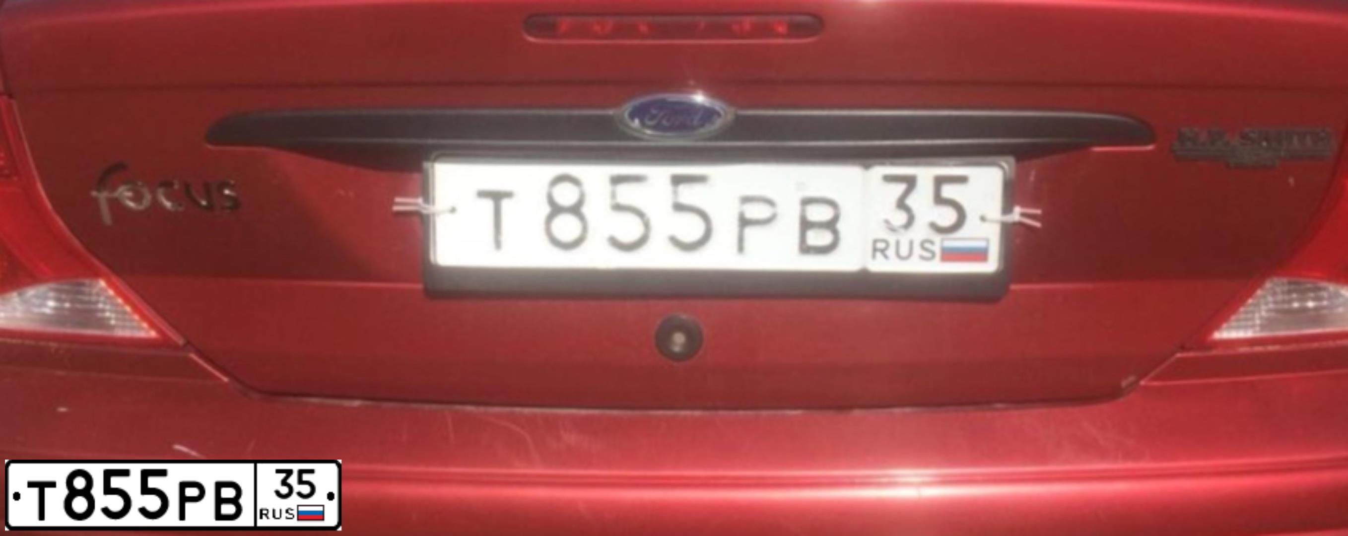 Фото автомобиля FORD FOCUS, 2000 — госномер Т855РВ35. Цвет: ВИШНЕВЫЙ