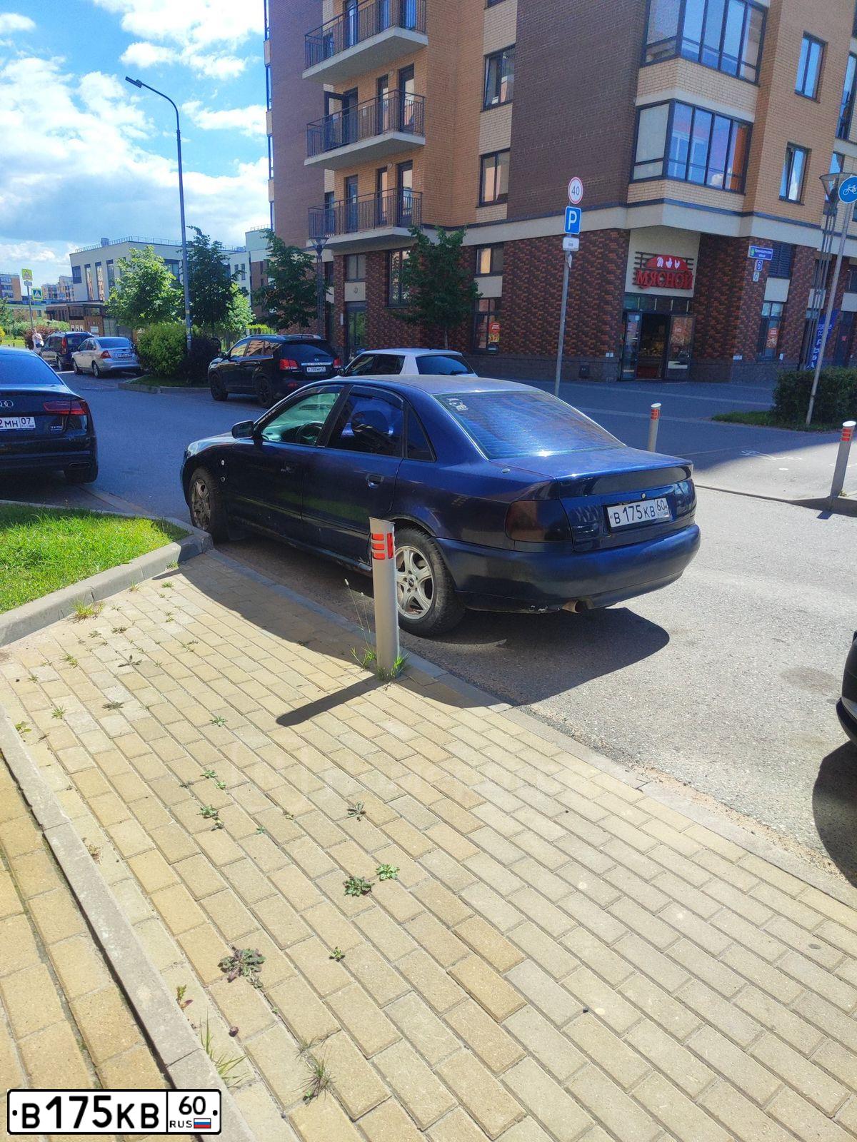 Фото автомобиля AUDI A4, 1995 — госномер В175КВ60. Цвет: СИНИЙ