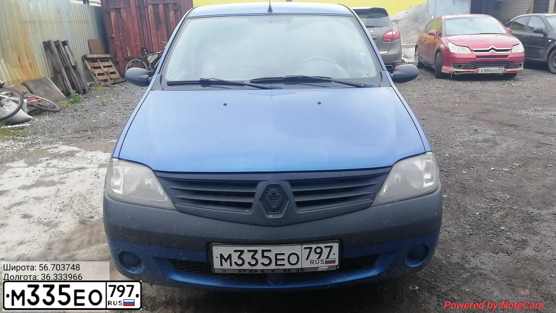 Фото автомобиля RENAULT T LOGAN, 2009 — госномер М335ЕО797. Цвет: СИНИЙ МЕТАЛЛИК