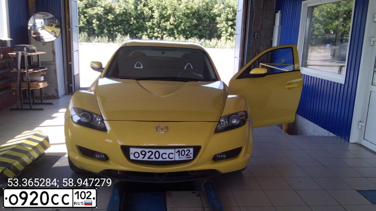 Фото автомобиля MAZDA RX-8, 2003 — госномер О920СС102. Цвет: ЖЕЛТЫЙ