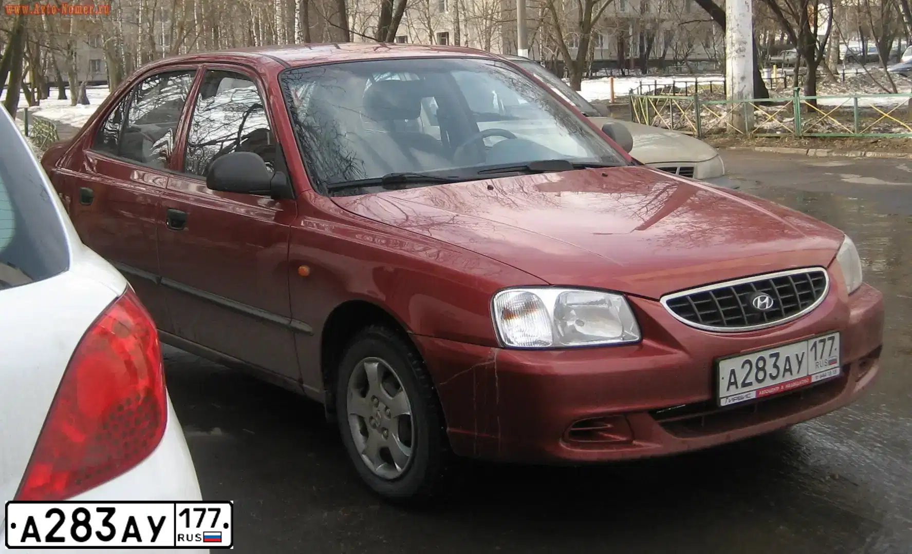 Фото автомобиля TAGAZ ACCENT, 2005 — госномер А283АУ177. Цвет: КРАСНЫЙ