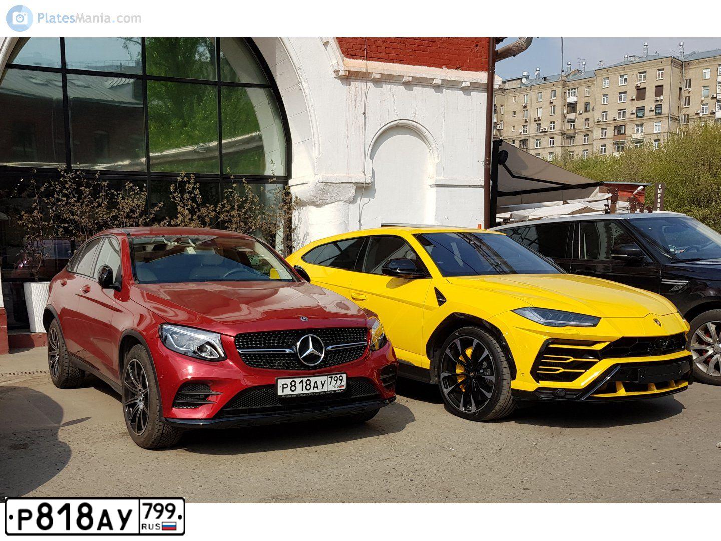 Фото автомобиля MERCEDES GLC-KLASSE, 2017 — госномер Р818АУ799. Цвет: КРАСНЫЙ