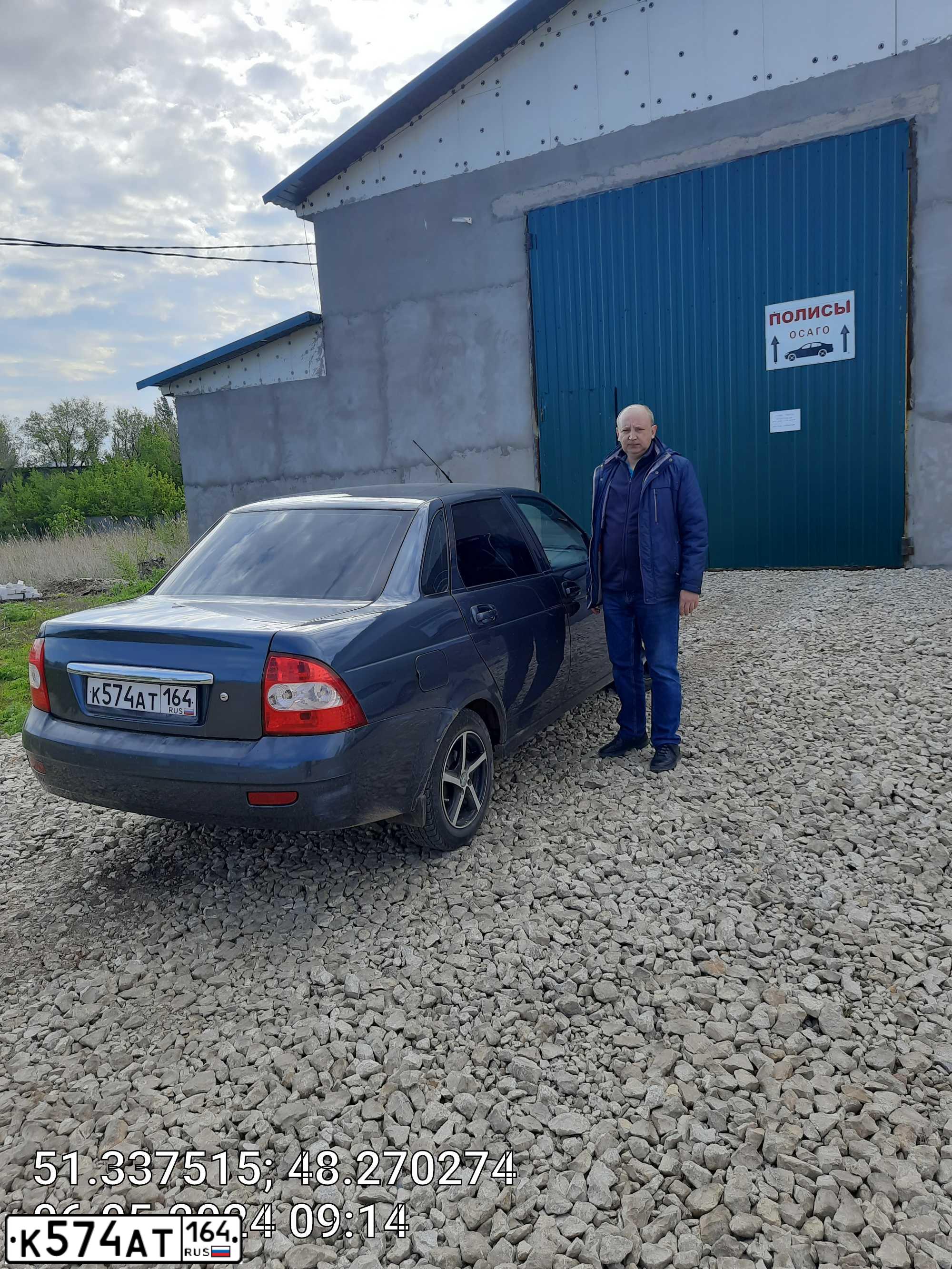 Фото автомобиля LADA 2170 PRIORA, 2012 — госномер К574АТ164. Цвет: Серо-Синий