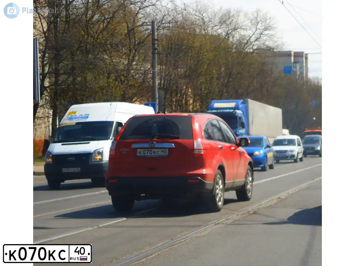 Фото автомобиля HONDA CR-V, 2008 — госномер К070КС40. Цвет: КРАСНЫЙ