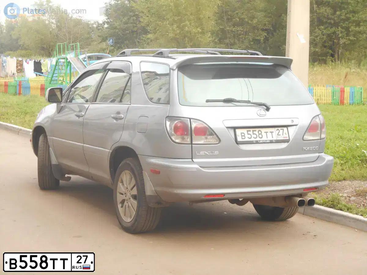 Фото автомобиля LEXUS RX, 2001 — госномер В558ТТ27. Цвет: СИНИЙ(СВЕТЛО-СЕРО-ГОЛУБОЙ)