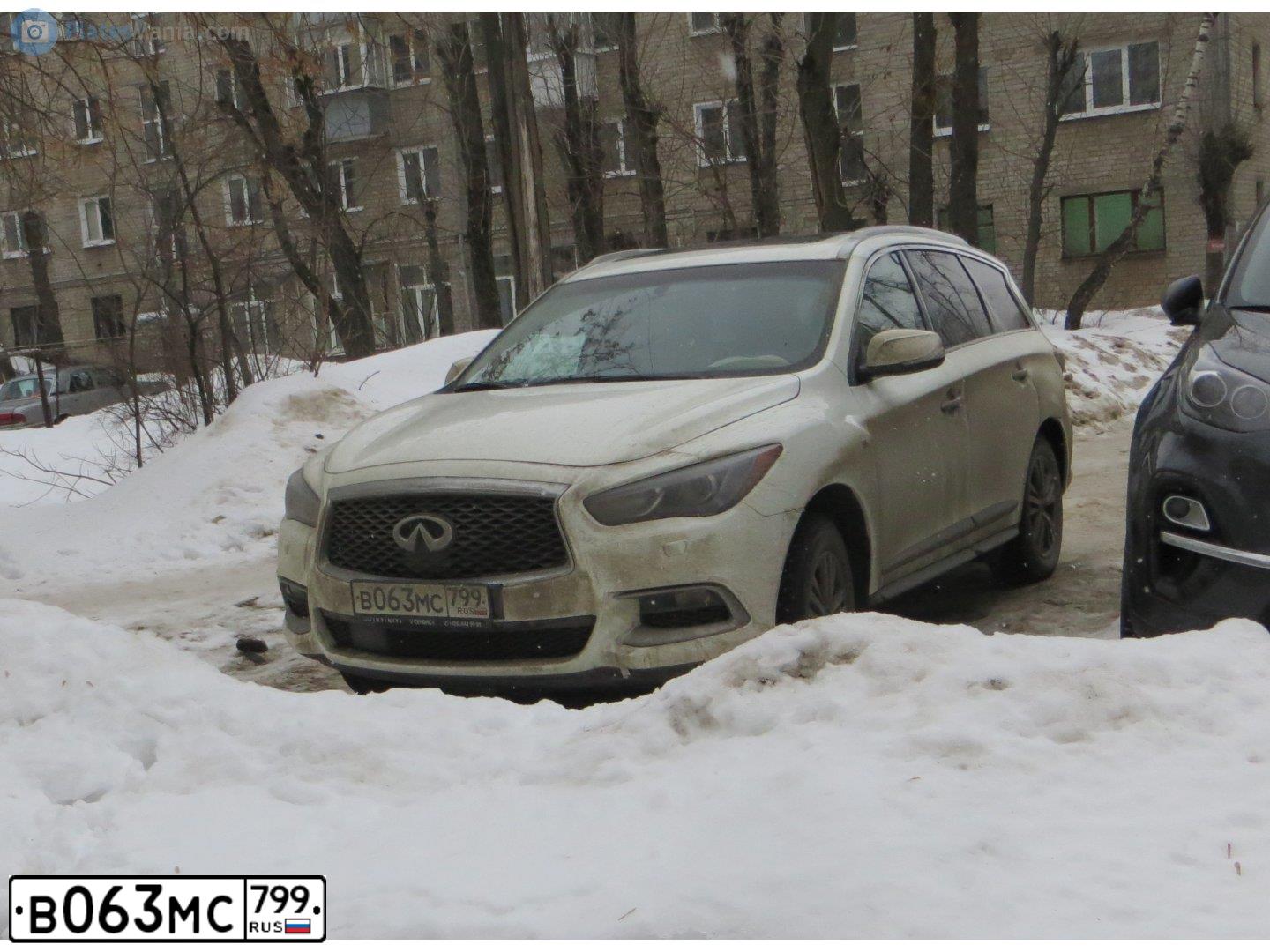 Фото автомобиля INFINITI QX60 /JX/, 2018 — госномер В063МС799. Цвет: БЕЛЫЙ